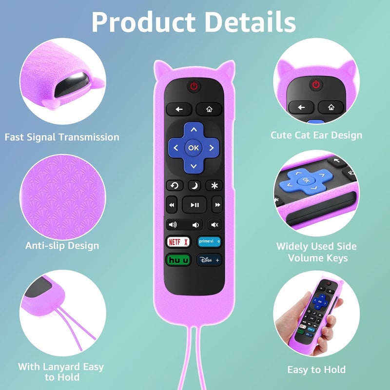 OneBom (2+2 Packs) Replacement Remote for Roku TV with Soft Protective Silicone Cover(Glow in The Dark), Universal Remote for TCL Roku/Hisense Roku/Sharp Roku/Onn Roku/Element Roku/Philips Roku Smart TV - Image 5